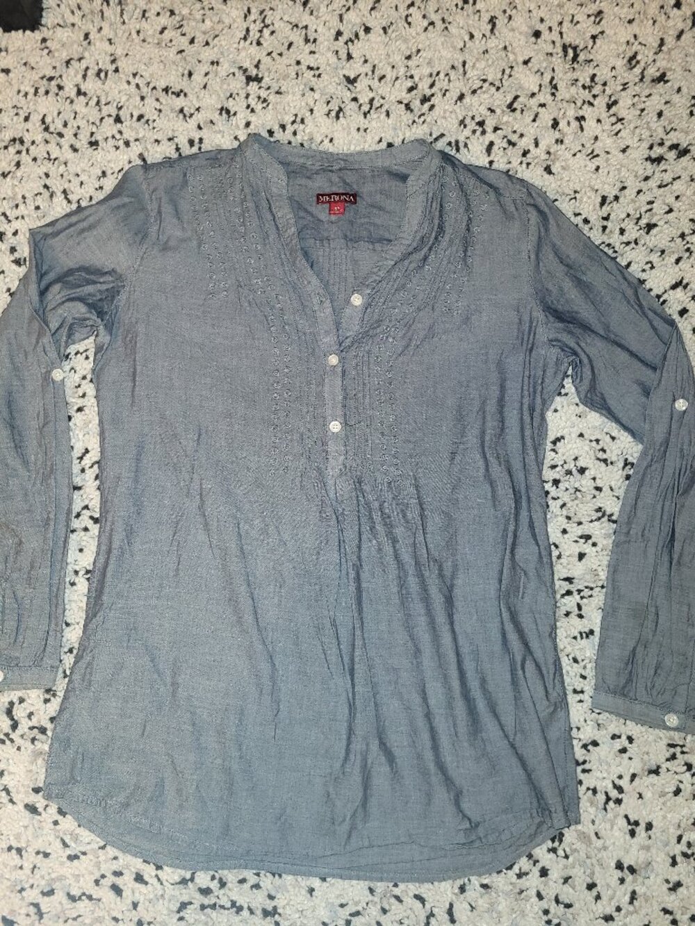 Merona blue chambray pintuck tunic blouse